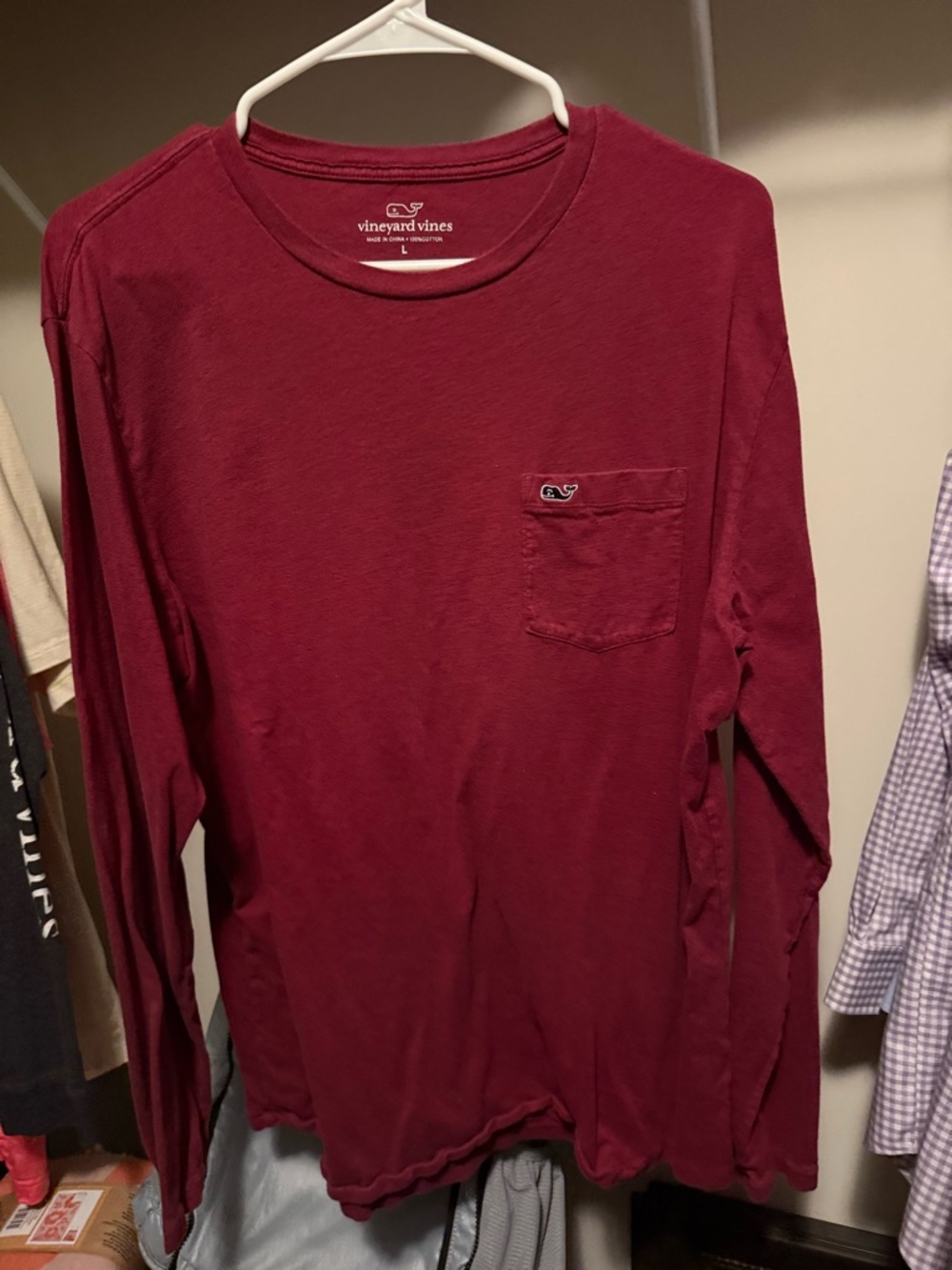 Vineyard Vines Men’s Long-Sleeve Pocket Tee - Wine color